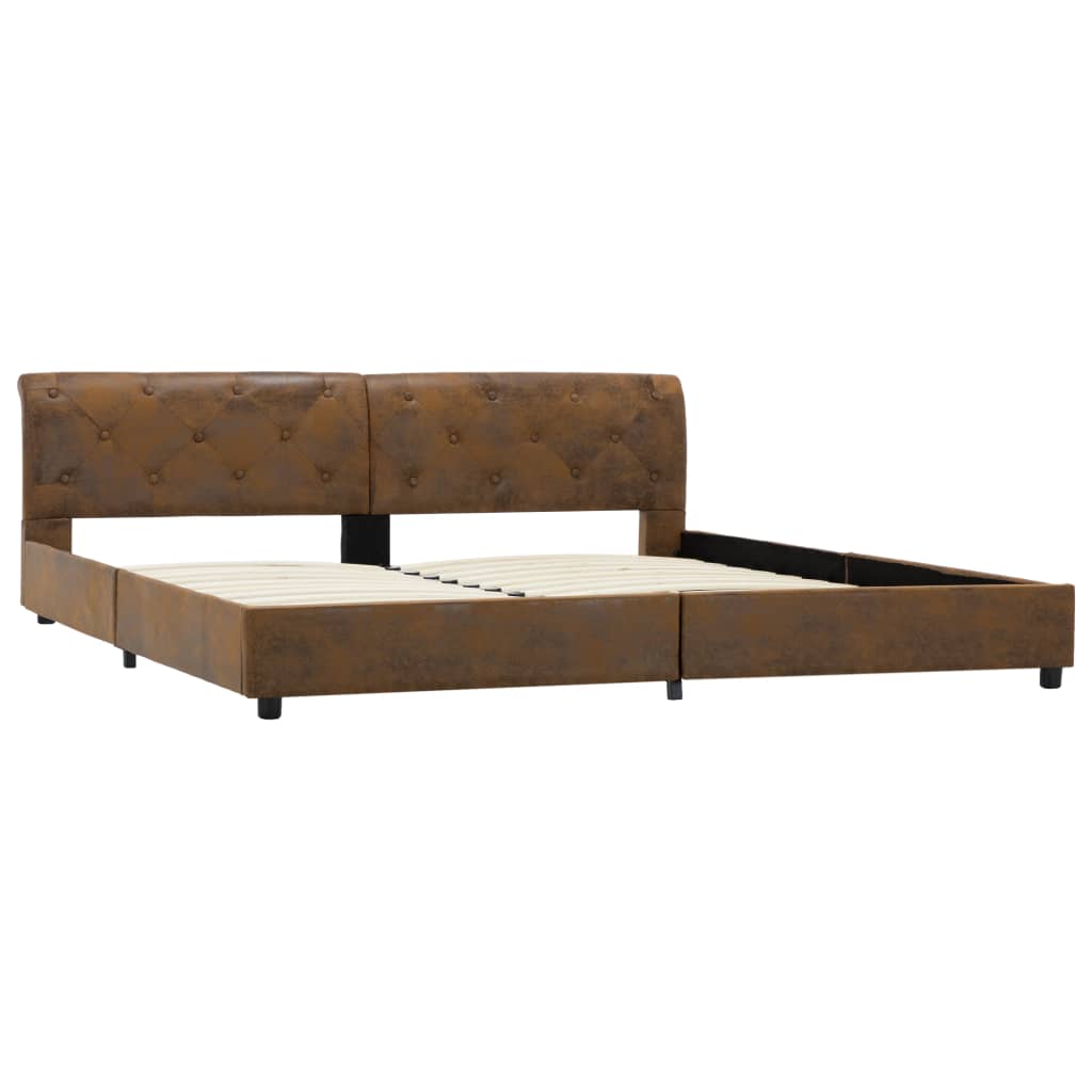 sengestel 180 x 200 cm imiteret ruskind brun