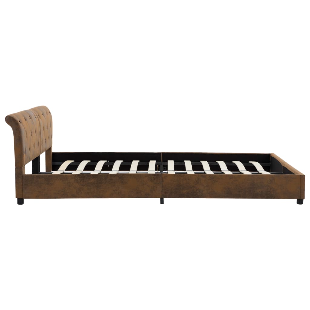 sengestel 180 x 200 cm imiteret ruskind brun