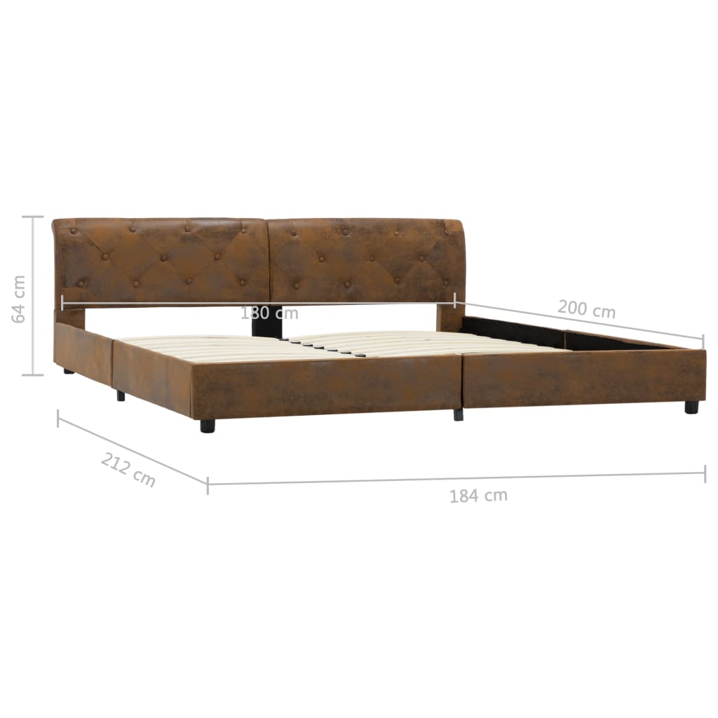 sengestel 180 x 200 cm imiteret ruskind brun