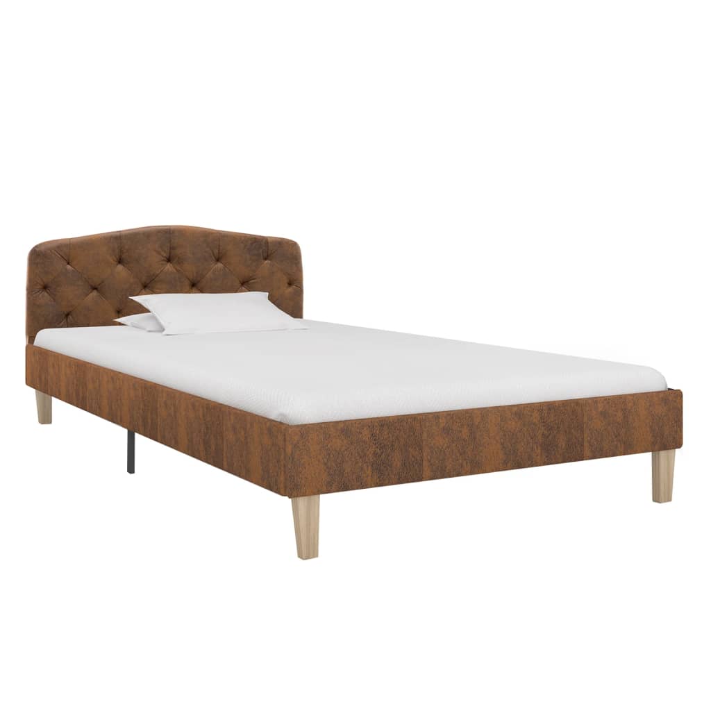 sengestel 90x200 cm imiteret ruskind brun