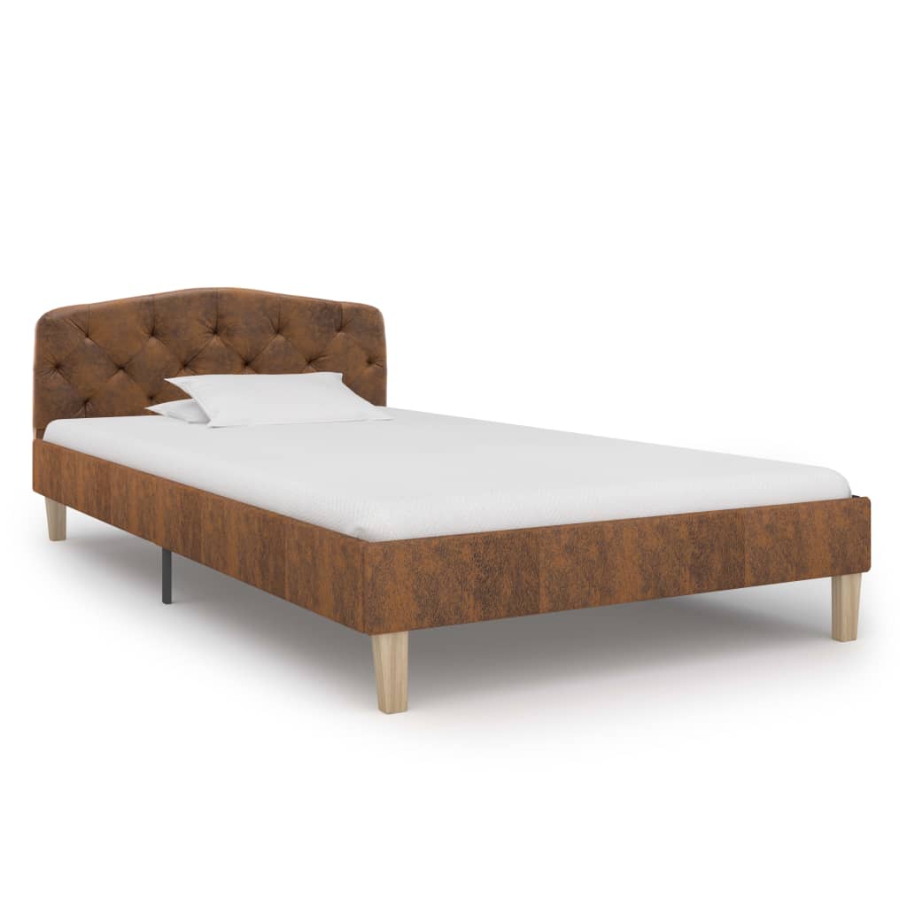 sengestel 90x200 cm imiteret ruskind brun