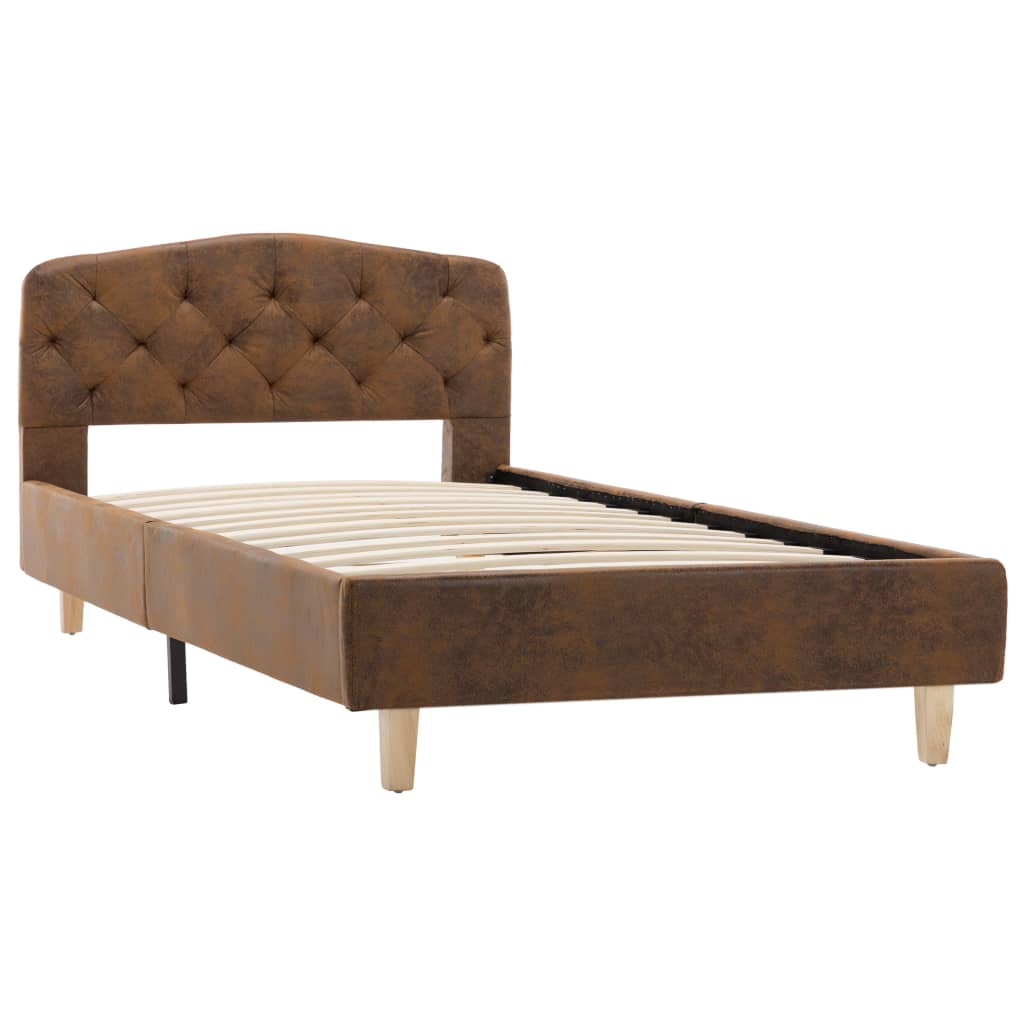 sengestel 90x200 cm imiteret ruskind brun