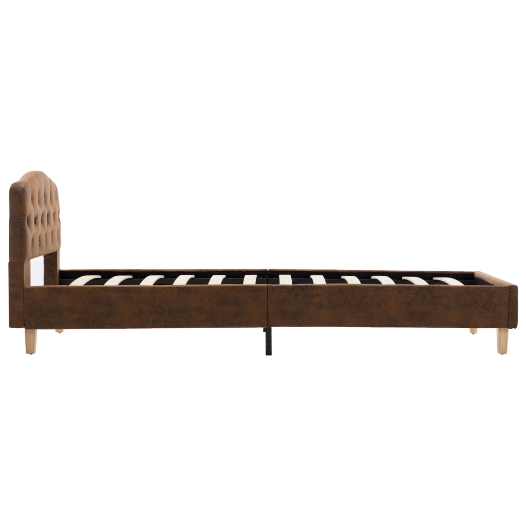 sengestel 90x200 cm imiteret ruskind brun