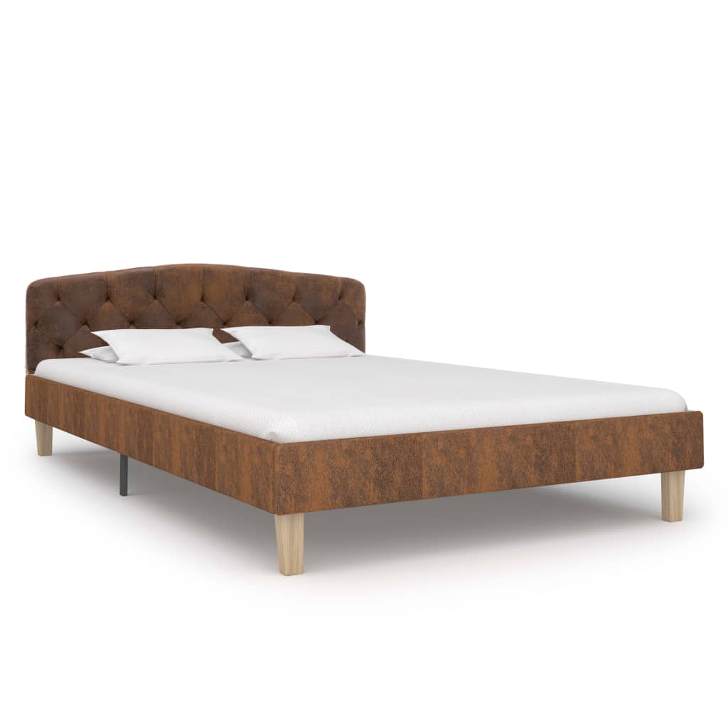 sengestel 120x200 cm imiteret ruskind brun