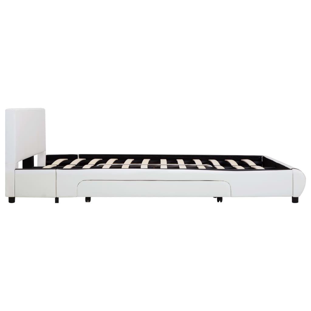 sengestel med skuffer 140 x 200 cm kunstlæder hvid