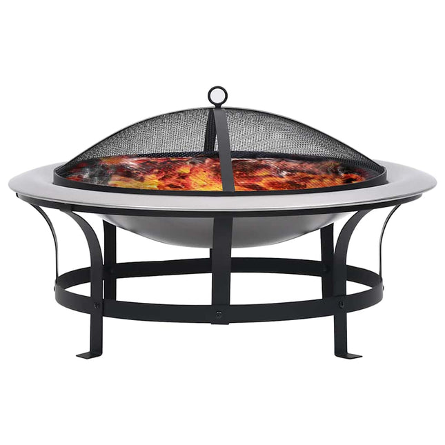 bålfad med grill rustfrit stål 76 cm