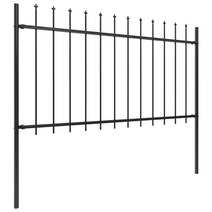 havehegn med spydtop stål 714,5x100 cm sort