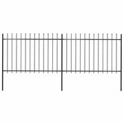 havehegn med spydtop 3,4 x 1,2 m sort stål
