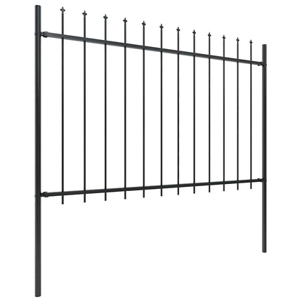 havehegn med spydtop stål 1248x120 cm sort