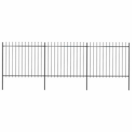 havehegn med spydtop stål 504x150 cm sort