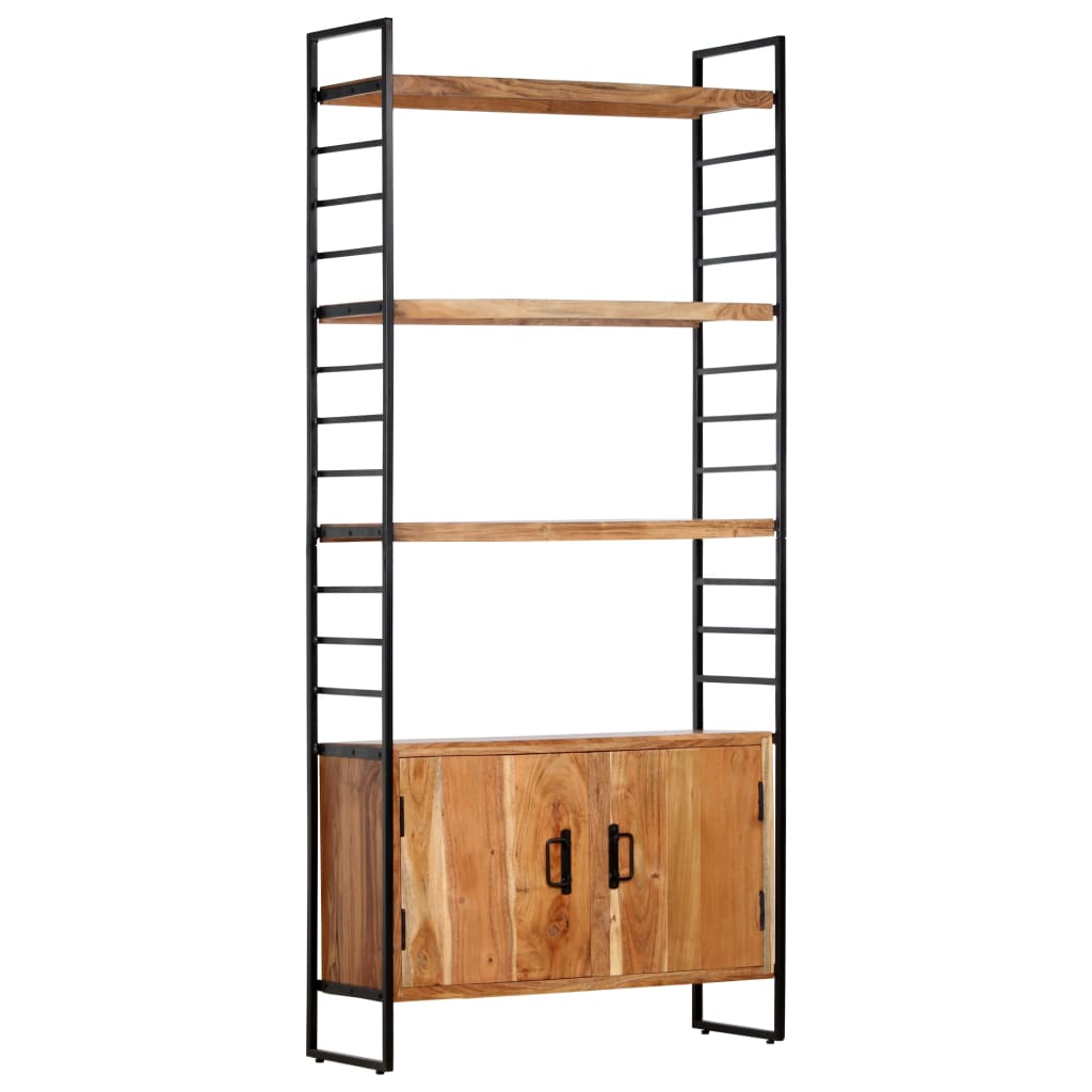 Bogreol i 4 niveauer 80×30×180 cm - massivt akacietræ og jern