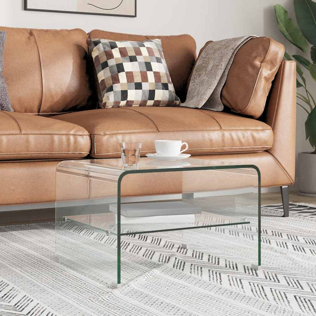 sofabord 50 x 45 x 33 cm hærdet glas transparent