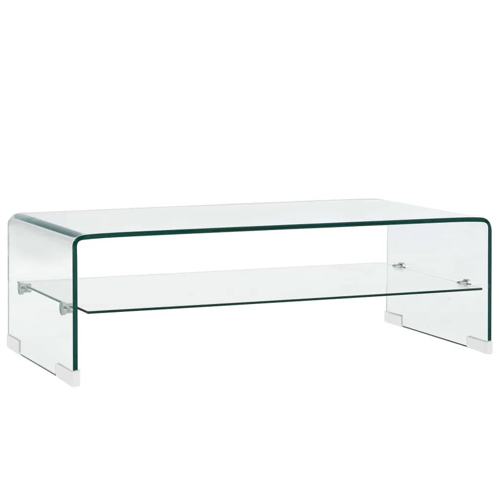 sofabord 98 x 45 x 31 cm hærdet glas transparent