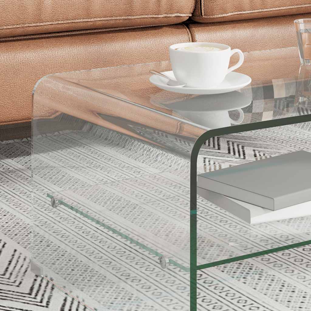 sofabord 98 x 45 x 31 cm hærdet glas transparent