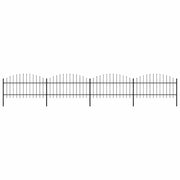 havehegn med spydtop stål 714,5x125 cm sort