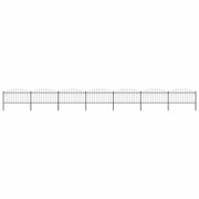 havehegn med spydtop stål 1248x150 cm sort