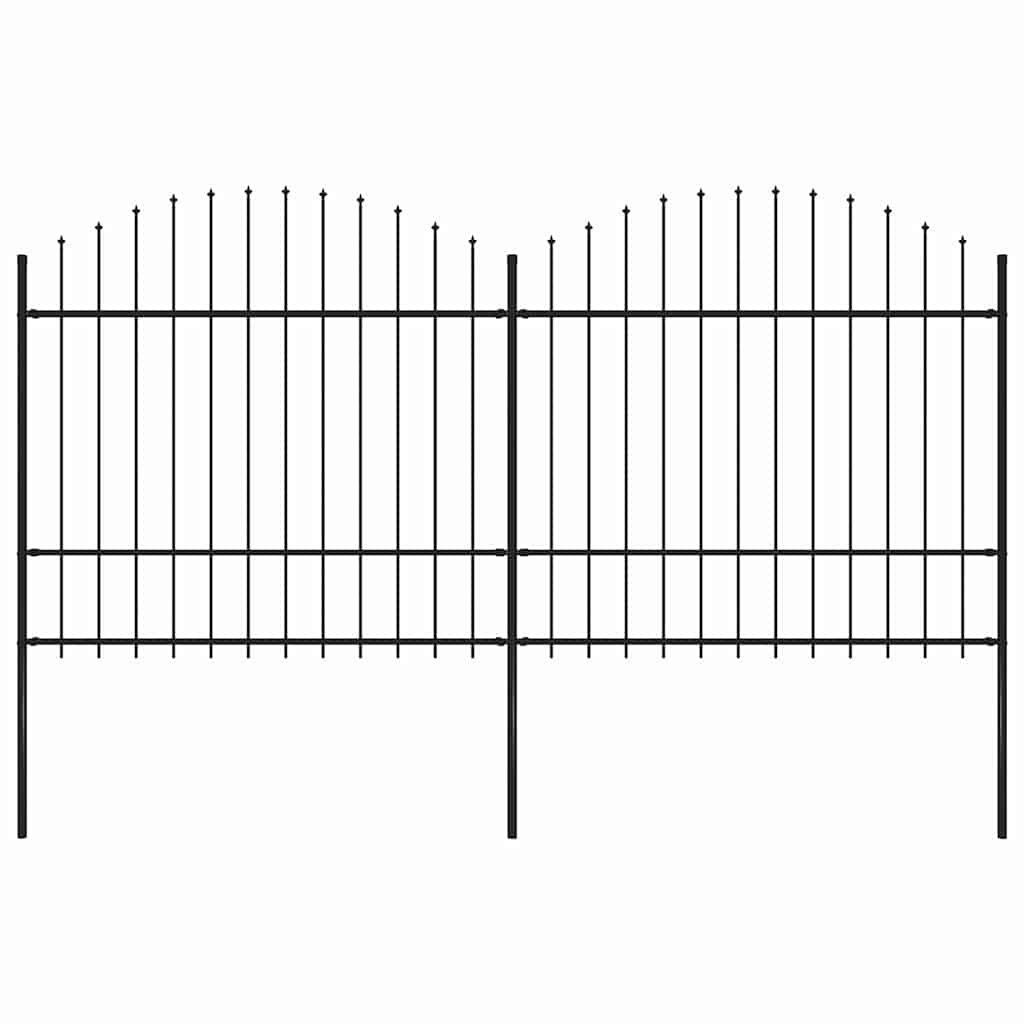 havehegn med spydtop stål 359x175 cm sort