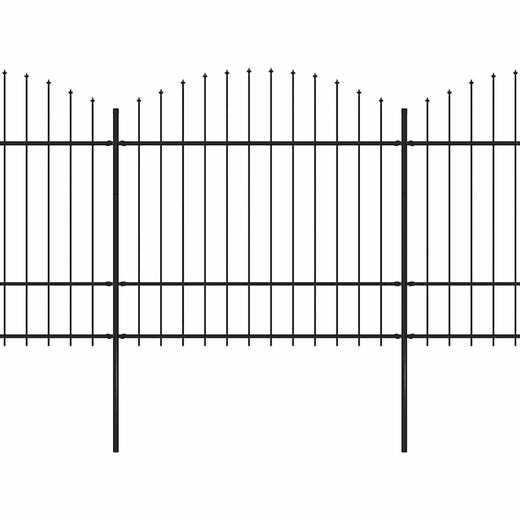 havehegn med spydtop stål 714,5x175 cm sort