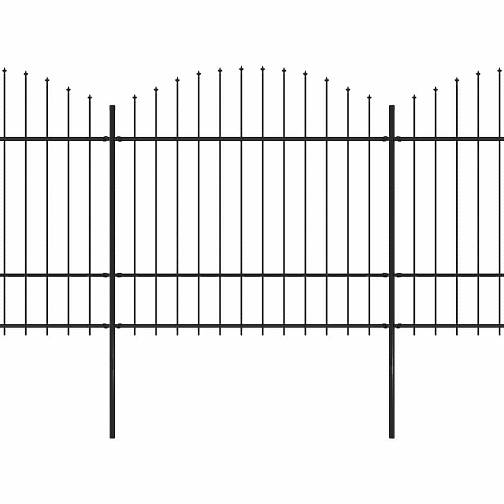 havehegn med spydtop stål 892,5x175 cm sort