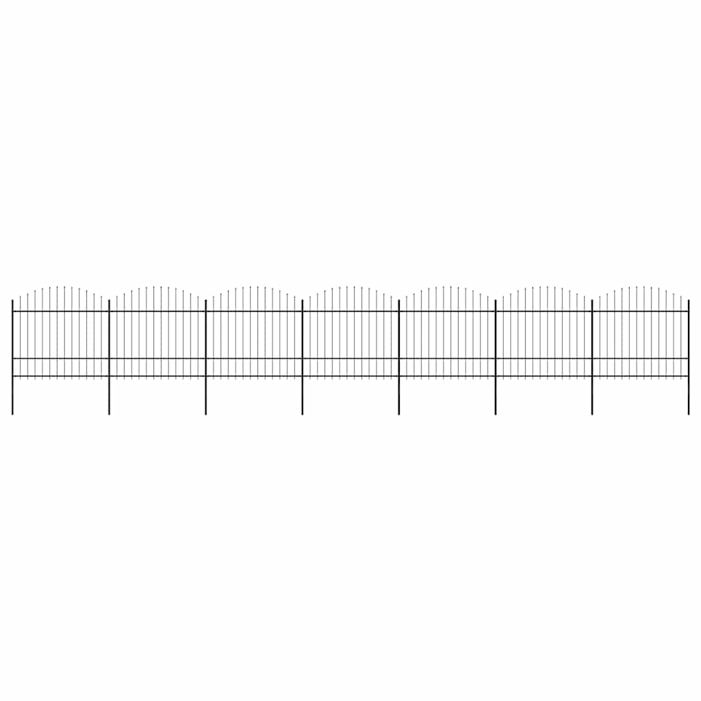 havehegn med spydtop stål 1248x175 cm sort