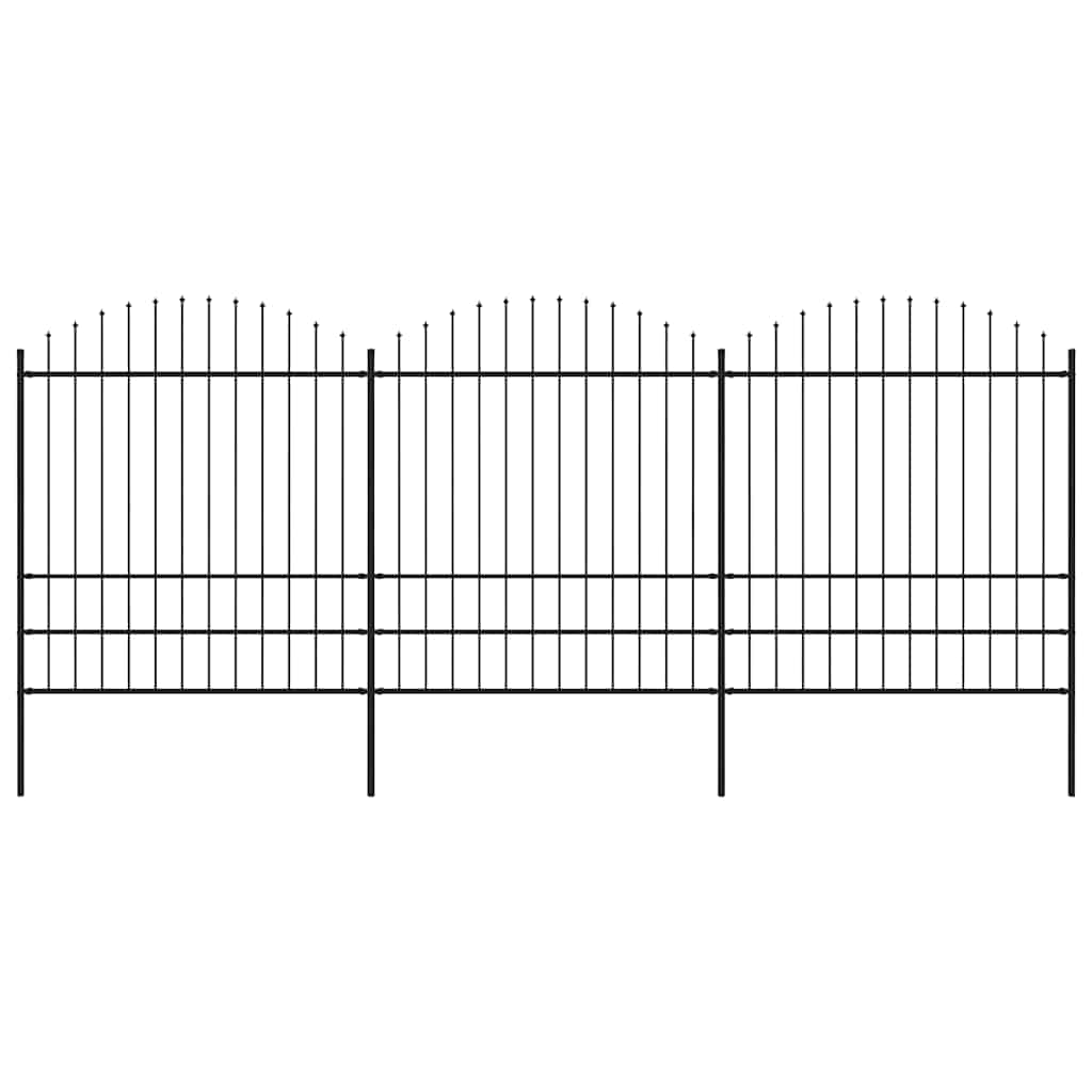 havehegn med spydtop stål 537x200 cm sort