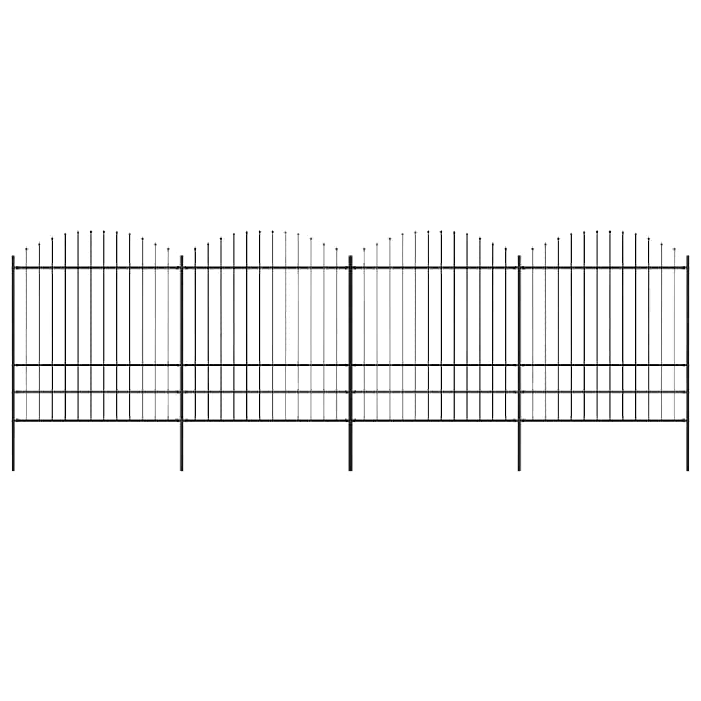 havehegn med spydtop stål 714,5x200 cm sort