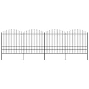 havehegn med spydtop stål 714,5x200 cm sort