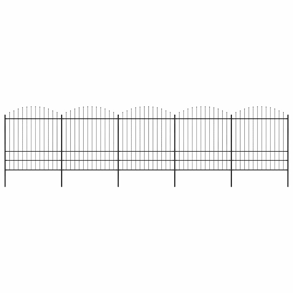 havehegn med spydtop stål 892,5x200 cm sort