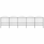 havehegn med spydtop stål 892,5x200 cm sort