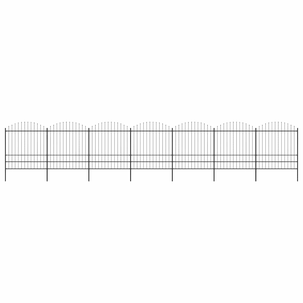 havehegn med spydtop stål 1248x200 cm sort