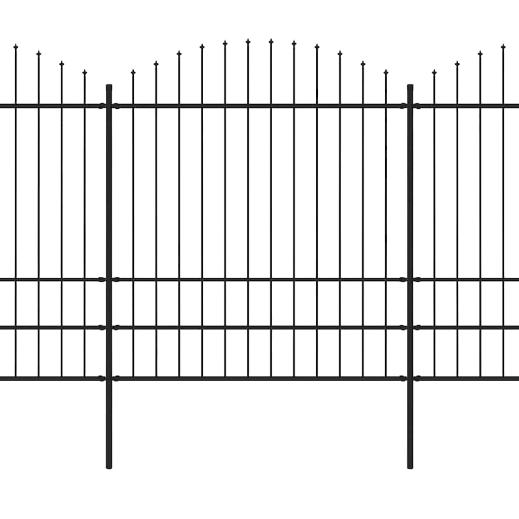 havehegn med spydtop stål 1248x200 cm sort