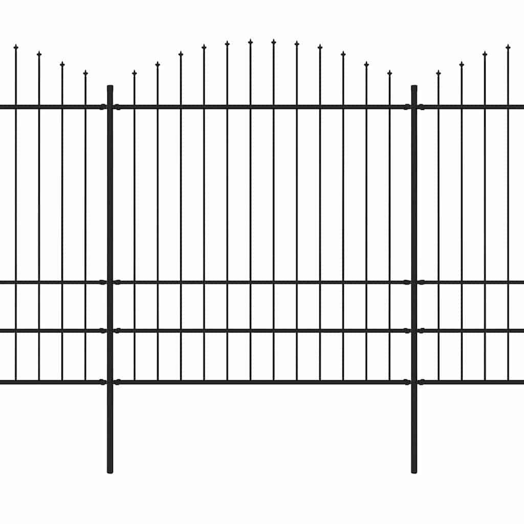 havehegn med spydtop stål 1603,5x200 cm sort