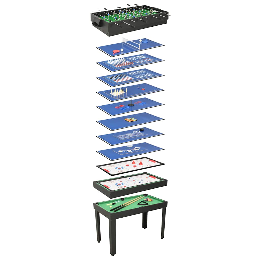 15-i-1 multi-spillebord - 121 × 61 × 82 cm - sort