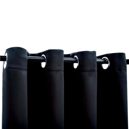 mørklægningsgardiner 2 stk. med metalringe 140 x 175 cm sort