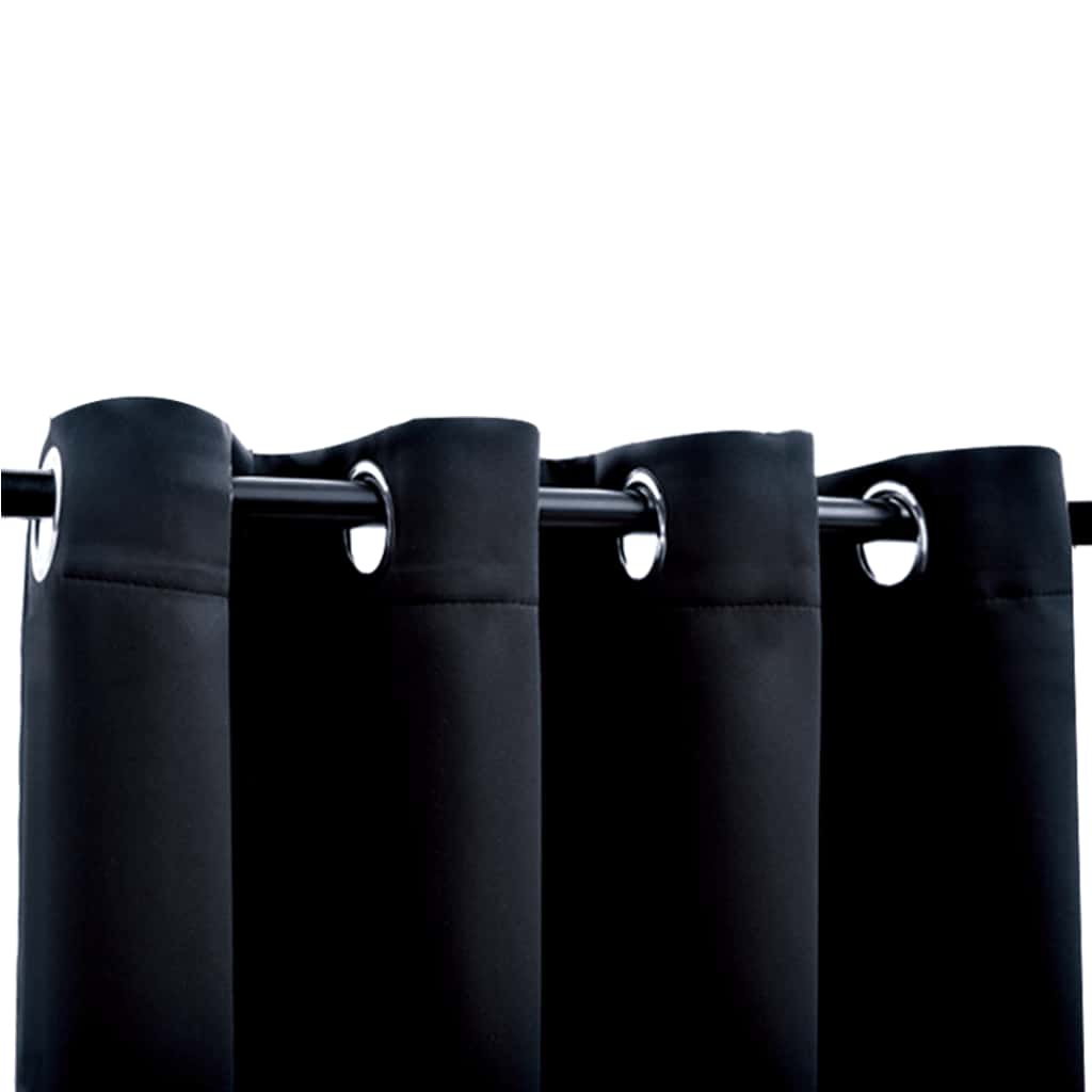 mørklægningsgardiner 2 stk. med metalringe 140 x 225 cm sort