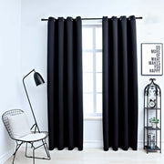 mørklægningsgardiner 2 stk. med metalringe 140 x 225 cm sort