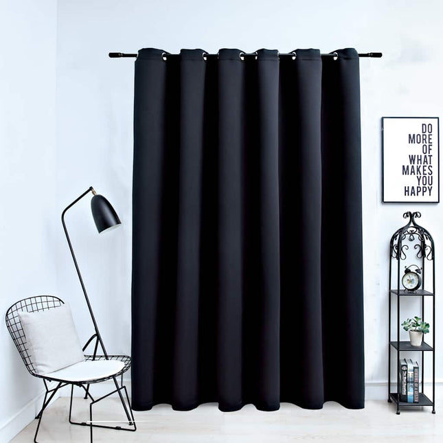 mørklægningsgardin med metalringe 290 x 245 cm sort