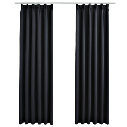 mørklægningsgardiner med kroge 2 stk. 140 x 245 cm sort