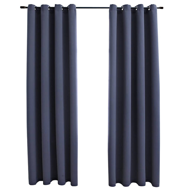 mørklægningsgardiner 2 stk. metalringe 140 x 175 cm antracitgrå