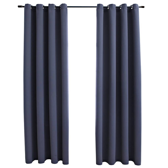 mørklægningsgardiner 2 stk. metalringe 140 x 225 cm antracitgrå