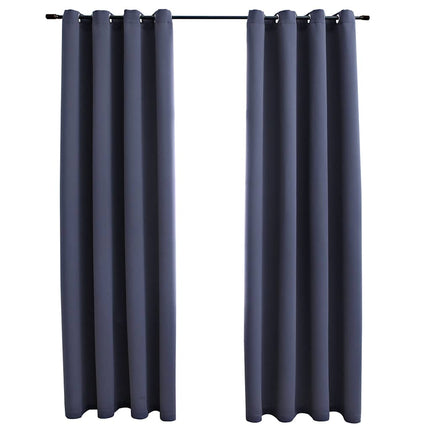 mørklægningsgardiner 2 stk. metalringe 140 x 245 cm antracitgrå