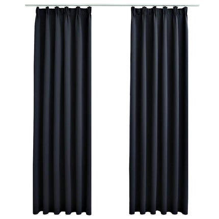 mørklægningsgardiner med kroge 2 stk. 140 x 175 cm antracitgrå