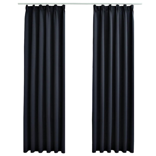 mørklægningsgardiner med kroge 2 stk. 140 x 175 cm antracitgrå
