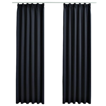 mørklægningsgardiner med kroge 2 stk. 140 x 225 cm antracitgrå