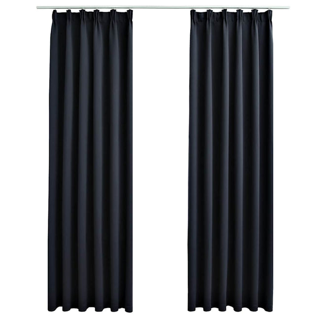 mørklægningsgardiner med kroge 2 stk. 140 x 225 cm antracitgrå