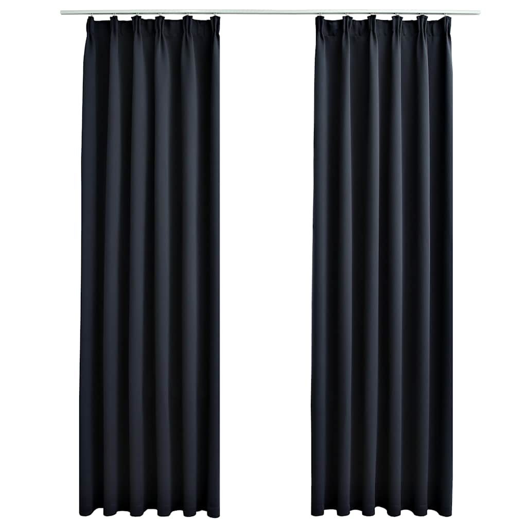 mørklægningsgardiner med kroge 2 stk. 140 x 225 cm antracitgrå