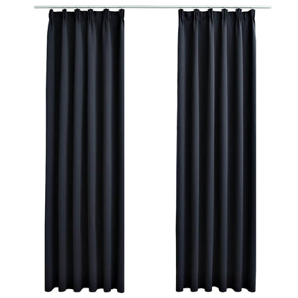 mørklægningsgardiner med kroge 2 stk. 140 x 245 cm antracitgrå