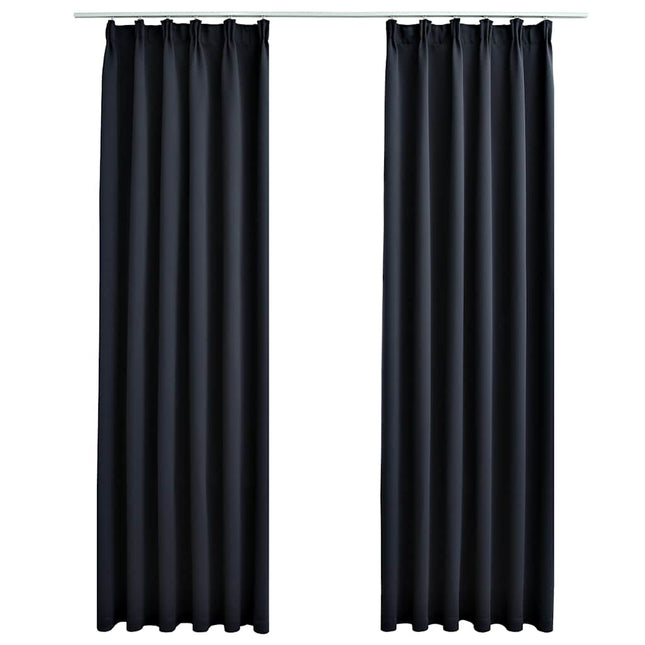 mørklægningsgardiner med kroge 2 stk. 140 x 245 cm antracitgrå