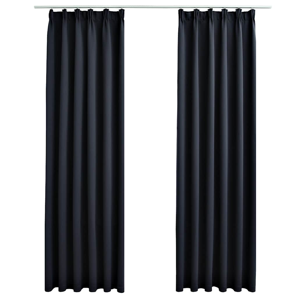 mørklægningsgardiner med kroge 2 stk. 140 x 245 cm antracitgrå