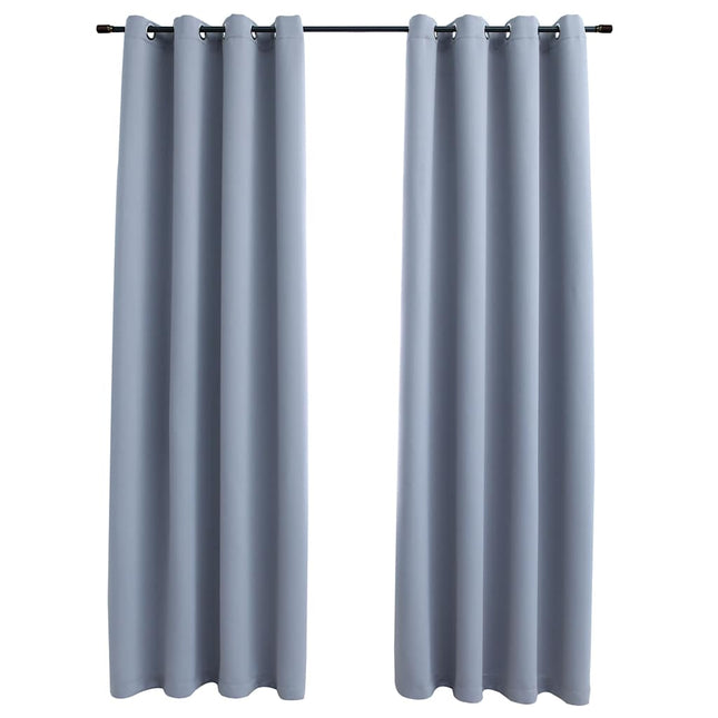 mørklægningsgardiner 2 stk. med metalringe 140 x 175 cm grå